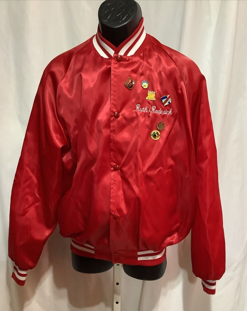Vintage 1999 Westark USA Satin Bowling Jacket Pins Arkansas 600 Club Champ Red